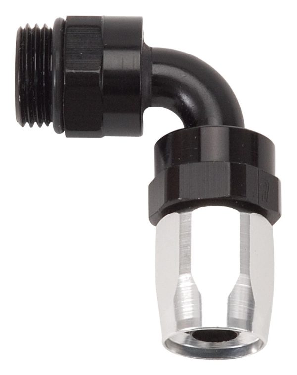 Russell Performance Swivel Hose End Assy #10 AN Male SAE Port to #8 Hose 90 Deg Clr Blk Anodized Online Sale